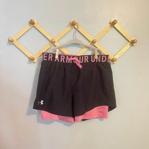 Under Armor Black & Pink Shorts Youth L